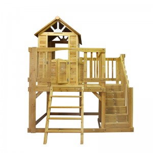 Factory best selling Mich Custom Outdoor Wooden Kids Playhouse with Climbing Frame