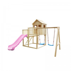 Kids Cottage Colour Garden Wood Playhouses With Slide Outdoor Wooden And swings