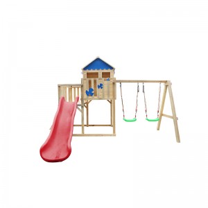 Exclusive Wooden Swing Set and Outdoor Playhouse Backyard