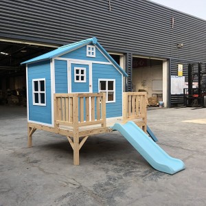Garden Play House Playground Custom Children Outdoor Kids Wooden Playhouses With Slide