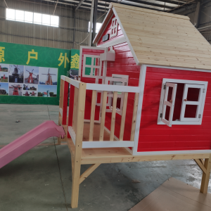 Outdoor log cabin assembly preservative wood children’s tree house game kindergarten