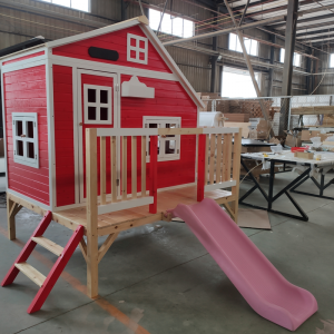 Outdoor log cabin assembly preservative wood children’s tree house game kindergarten