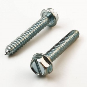 Slotted hex washer head self tapping screw