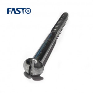 Slotted round head wood screws with nail point