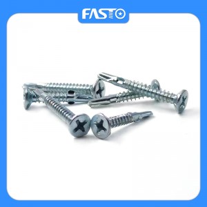 China OEM Jis Machine Screws - Tek screws Flat head CSK self drilling white blue zinc plated screw with wings – FASTO