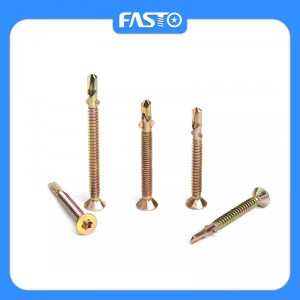 China Manufacturer for Screw Double Threaded - Flat head with nibs under head self drilling screws yellow zinc plated – FASTO
