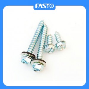 Slotted hex washer head self tapping screw