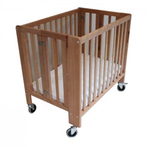 Hotel Use Foldable Baby Cot with Big Wheels
