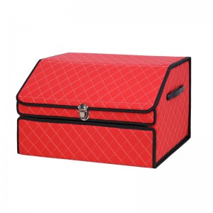 Beige double layer PU leather car trunk organizer with butterfly pattern