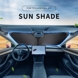 Special designed sun shade  for Tesla Model 3/S/X/Y exclusively, front windshield, light blocking fabric, foldable&portable car sunshade