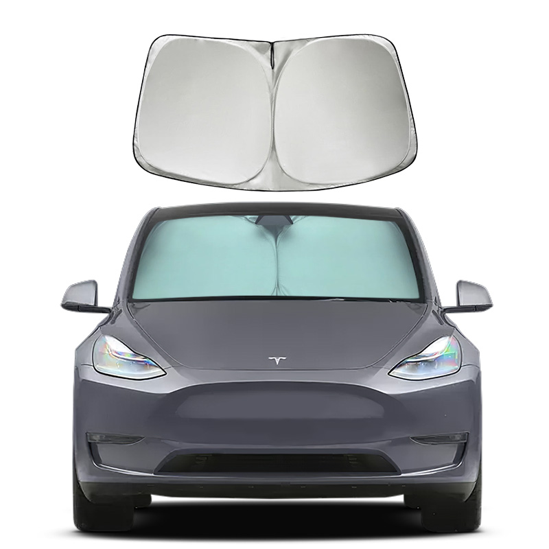 Special designed sunshade  for Tesla Model 3/S/X/Y exclusively, front windshield, light blocking fabric, foldable&portable car sunshade Featured Image