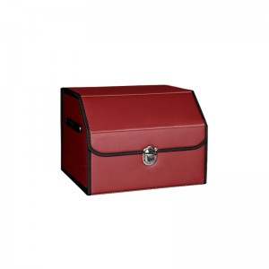 Single layer pure color leather car storage box car trunk organizer trunk storage box