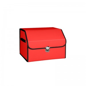 Single layer pure color leather car storage box car trunk organizer trunk storage box