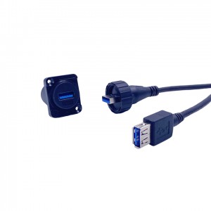 USB 3.0 Waterproof Panel Mount Socket with Male to Female USB Extension Cable