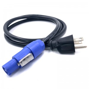 Powercon Blue to 3 Pin Nema 5-15P Edison Plug AC 120V 10AMP Adapter Cable