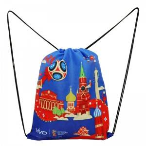 210 Denier Recycled polyester pp rope full color printed drawstring bag
