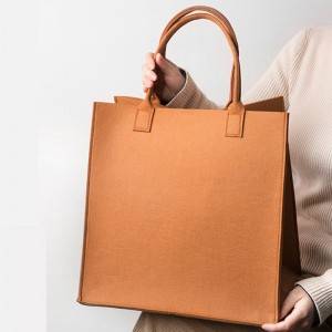 Cheap Fashion Shoulder Hand Felt Shopping Tote Bag with Leather Handle