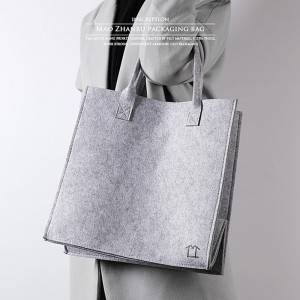Cheap Fashion Shoulder Hand Felt Shopping Tote Bag with Leather Handle
