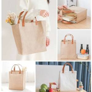 Eco friendly new style hemp jute tote shopping bag