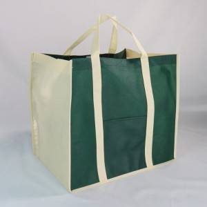 Reusable durable and high capacity non-woven grocery shopping bag with bottom card