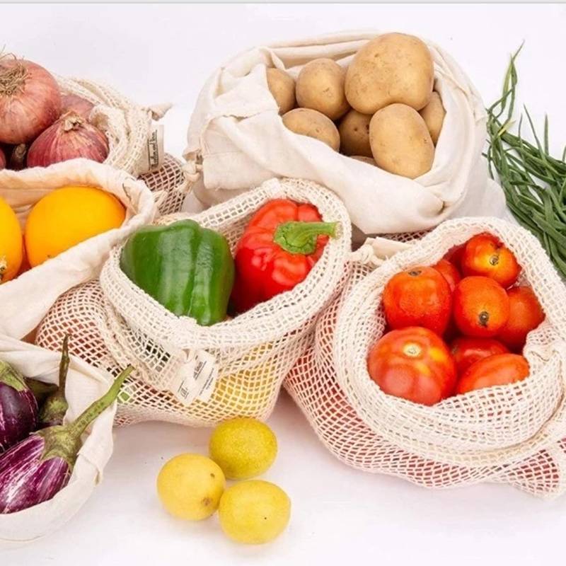 China Cheap price Drawstring Backpack - Reusable eco-friendly Fruits Vegetables Cotton Mesh Drawstring Net Bag – Fei Fei