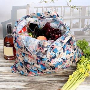 Wholesale Eco Friendly RPET Foldable Polyester Tote Shopping Bag Custom Reusable Grocery Bag