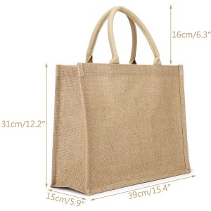 Wholesale Custom Logo Printed Tote Bag Natural Jute Burlap Bag