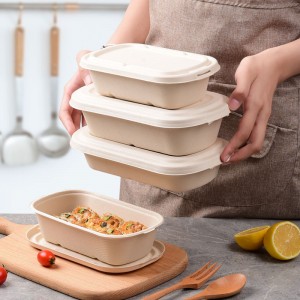 Factory Supply Bagasse - 1000ml 2-COM Bagasse Salad Takeout Containers, Biodegradable Eco Friendly Take Out To Go Food Containers with Lids for Lunch Leftover Meal Prep Storage, Microwave and Free...