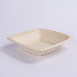 ZZ Eco Products 16 OZ Square Natural Sugarcane/Bagasse Tall Bowl-7″ x 7″ x 1 3/5″-300 count box