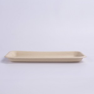 8*4 INCH Compostable Heavy-Duty Disposable Food BBQ Fruit Tray, Microwave Paper Plates Waterproof and Oil-Proof Heavy Duty Trays, 100% Biodegradable Rectangle Disposable Plates