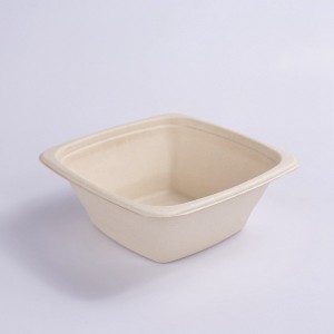 100% Compostable 32 oz. Paper Square Bowls PET lid, Heavy-Duty Disposable Bowls, Eco-Friendly Natural Bleached Bagasse, Hot or Cold Use, Biodegradable Made of SugarCane Fibers