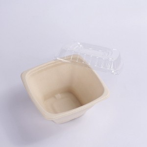 100% Compostable 42 oz. Paper Square Bowls PET lid, Heavy-Duty Disposable Bowls, Eco-Friendly Natural Bleached Bagasse, Hot or Cold Use, Biodegradable Made of SugarCane Fibers