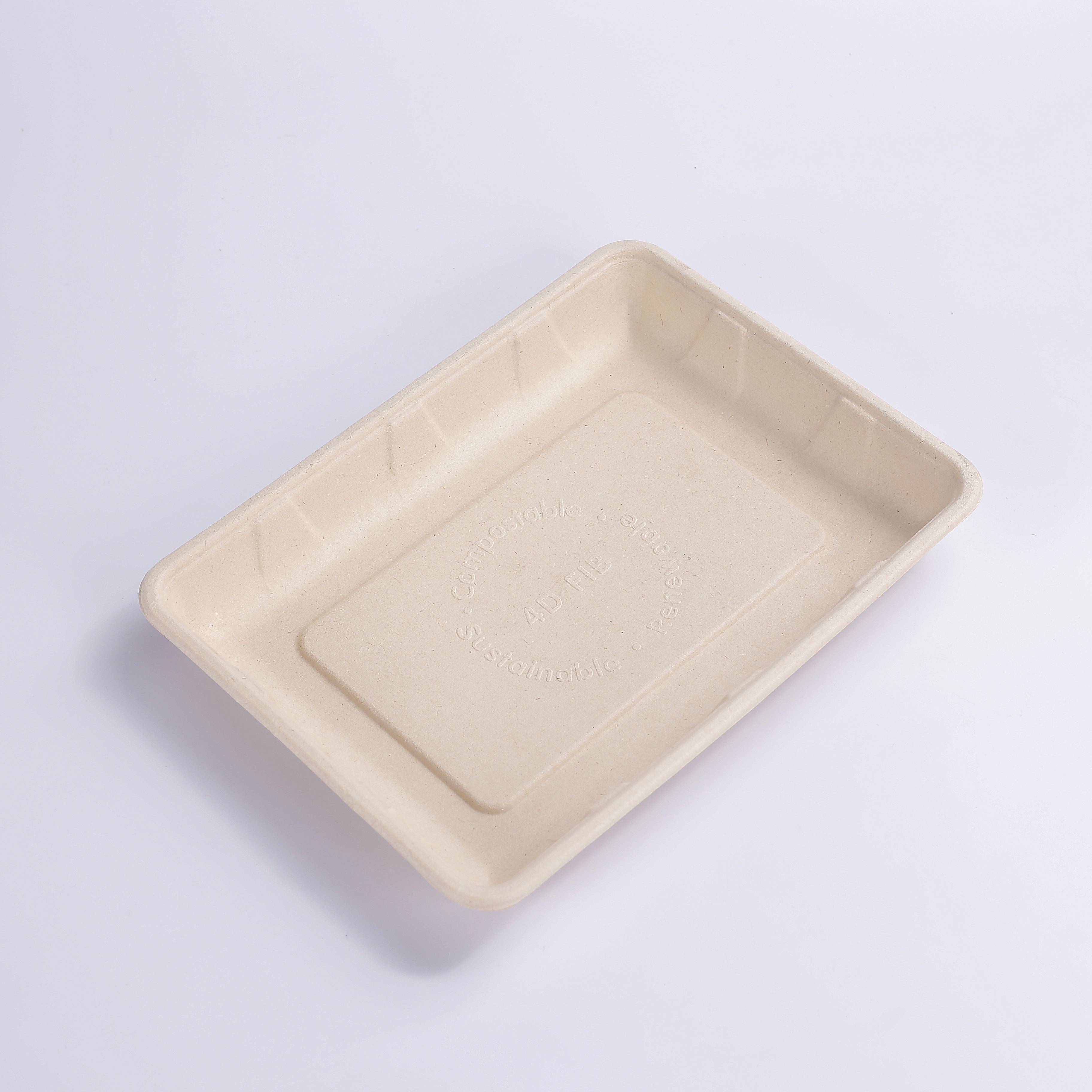 One of Hottest for Take Away Sugar Cane - 9.5*7 INCH Compostable Heavy-Duty Disposable Food BBQ Fruit Tray, Microwave Paper Plates Waterproof and Oil-Proof Heavy Duty Trays, 100% Biodegradable Rec...