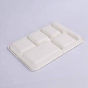 100% Compostable 6 Compartment 12.5*8.7 INCH Plates,Eco-Friendly Disposable Bagasse Tray,Heavy Duty School Lunch Tray