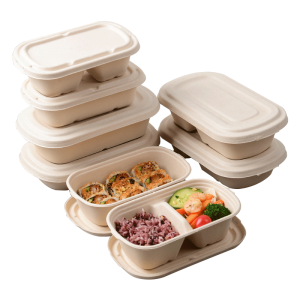 1000ml Bagasse Salad Takeout Containers, Biodegradable Eco Friendly Take Out To Go Food Containers with Lids for Lunch Leftover Meal Prep Storage, Microwave and Freezer Safe