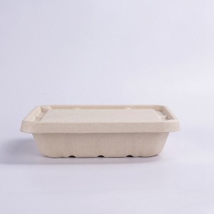 ZZ Eco Products 1200ml Rectangle Biodegradable Bagasse Food Container Lid