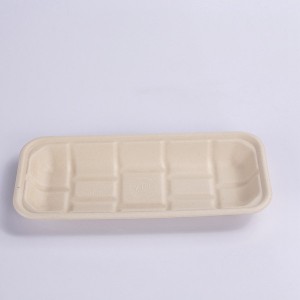 10*4.5 INCH Compostable Heavy-Duty Disposable Food BBQ Fruit Tray, Microwave Paper Plates Waterproof and Oil-Proof Heavy Duty Trays, 100% Biodegradable Rectangle Disposable Plates