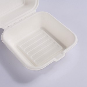 Bagasse 6*6″ Clamshell Takeout Containers, Biodegradable Eco Friendly Take Out to Go Food Containers with Lids for Lunch Leftover Meal Prep Storage, Microwave and Freezer Safe
