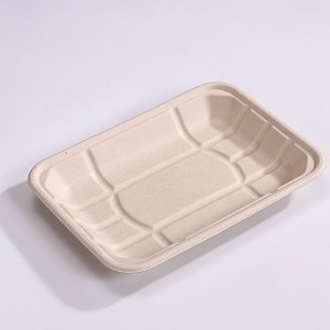 2019 Good Quality Bagasse Food Trays - 9.5*7 INCH Compostable Heavy-Duty Disposable Food BBQ Fruit Tray, Microwave Paper Plates Waterproof and Oil-Proof Heavy Duty Trays, 100% Biodegradable Rectan...
