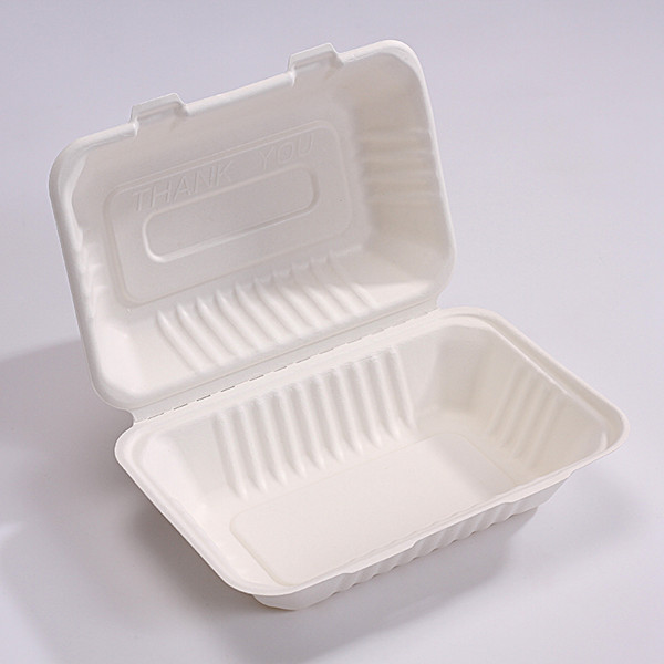 8 Year Exporter Food Container Biodegradable - ZZ Biodegradable Rectangle White Sugarcane/Bagasse Clamshell Container-9″ x 6″ x 2 1/2″- 250 count box – ZHONGSHENG
