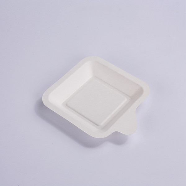 China wholesale Biodegradable Clamshells - ZZ Eco Products Square White Sugarcane / Bagasse Small Trays -4 1/4″ x 5″ x 1/2″ – 2400 count box – ZHONGSHENG