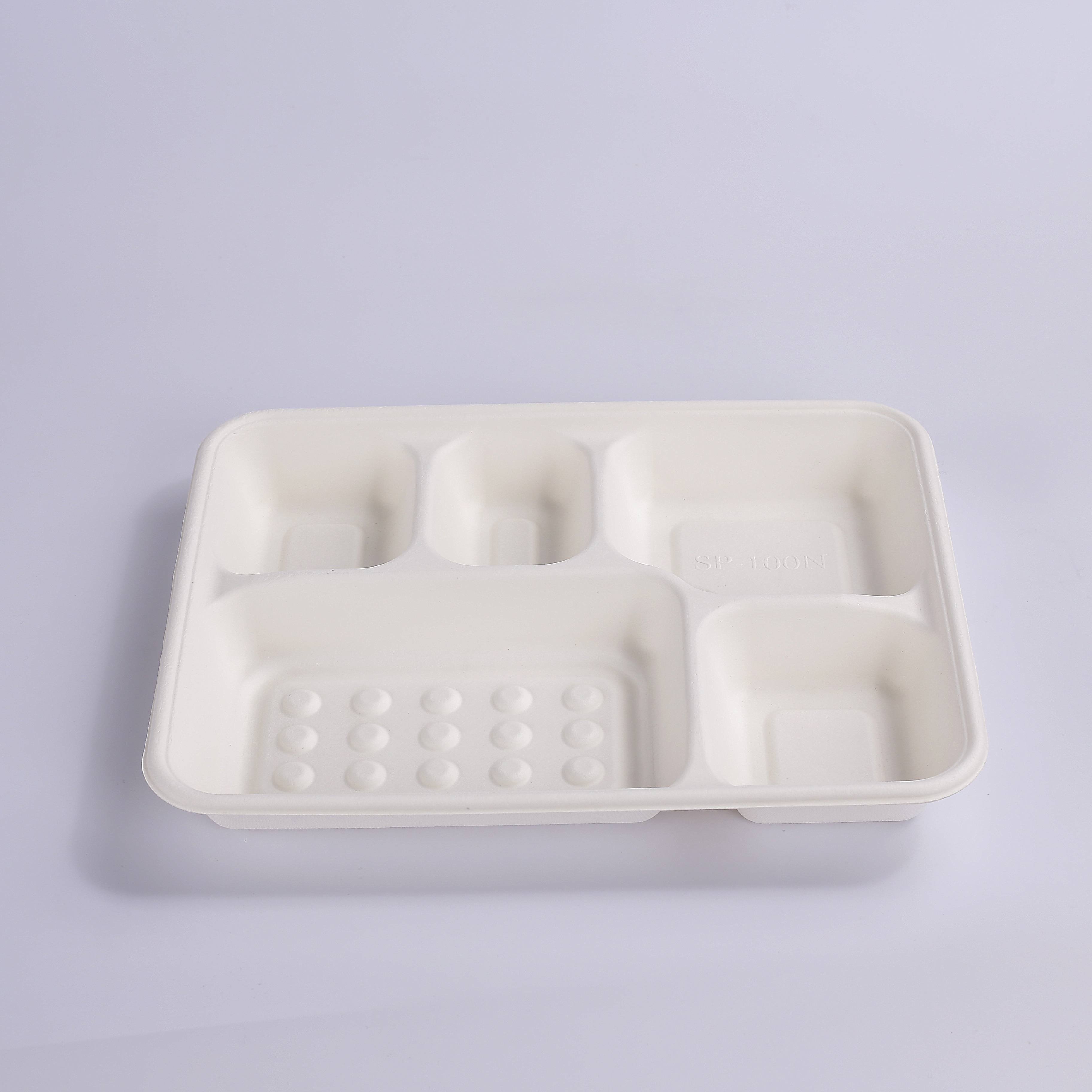 Best Price for Biodegradable Egg Trays - ZZ Biodegradable Sugarcane Bagasse Deep Tray with 5 compartments – ZHONGSHENG