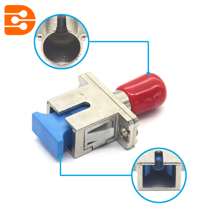 Metal Fiber Quick Connect Coupler SC to ST Adapter with Flange