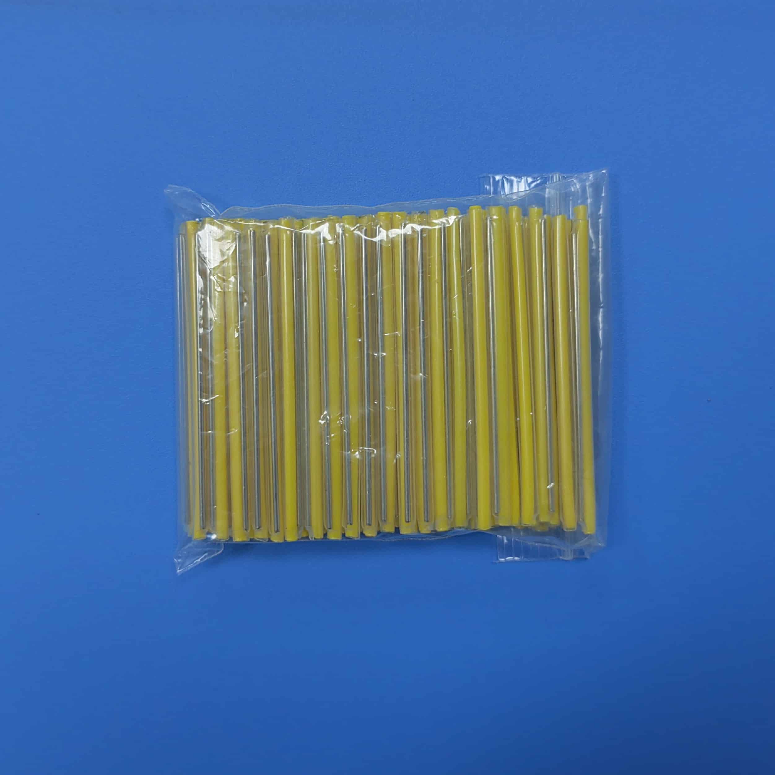 Glasfaser-Spleißhülse mit gelbem Innenrohr
