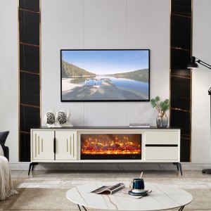 78-дюймовая белая стойка под телевизор с электрическим камином с хранилищем и ящиками