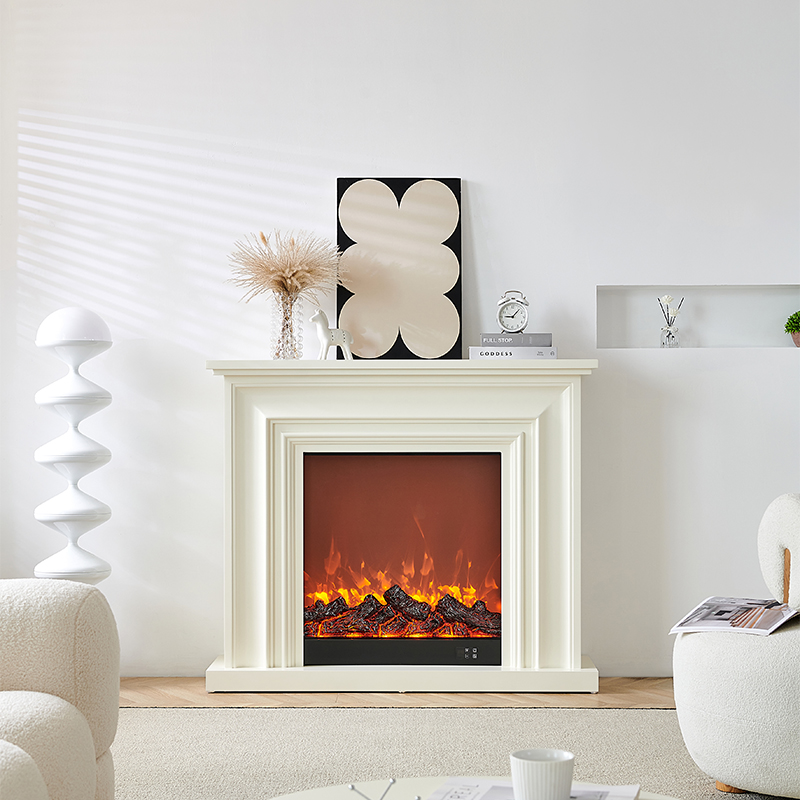 Ihatag ang ODM Eco-friendly E0 MDF Wooden White Minimalist Fireplace Shelf