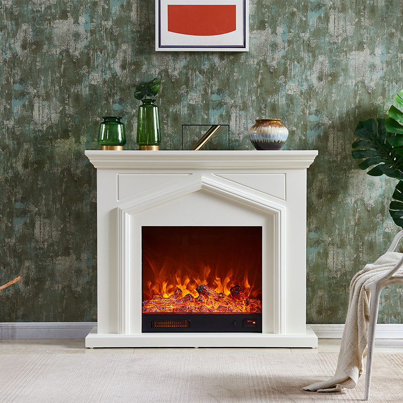 Home Furniture Modern MDF Wooden Resin Electric Fireplace Mantel