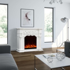 Solid Wood Electric Fireplace Mantel with Realistic Flame Effect