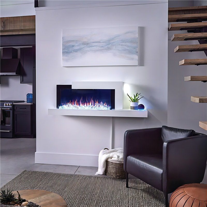 Wall Mount Wooden Surround Electric Fireplace karo App Control