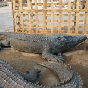 Bronze crocodile statue